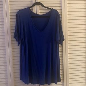 Blouse, short sleeve, blue 1XL